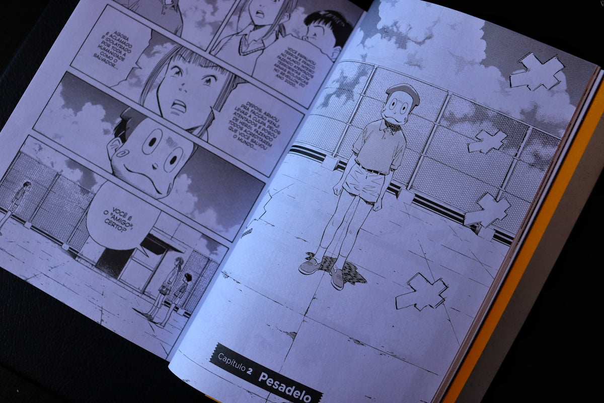 Manga pages with drawings of characters and scenes