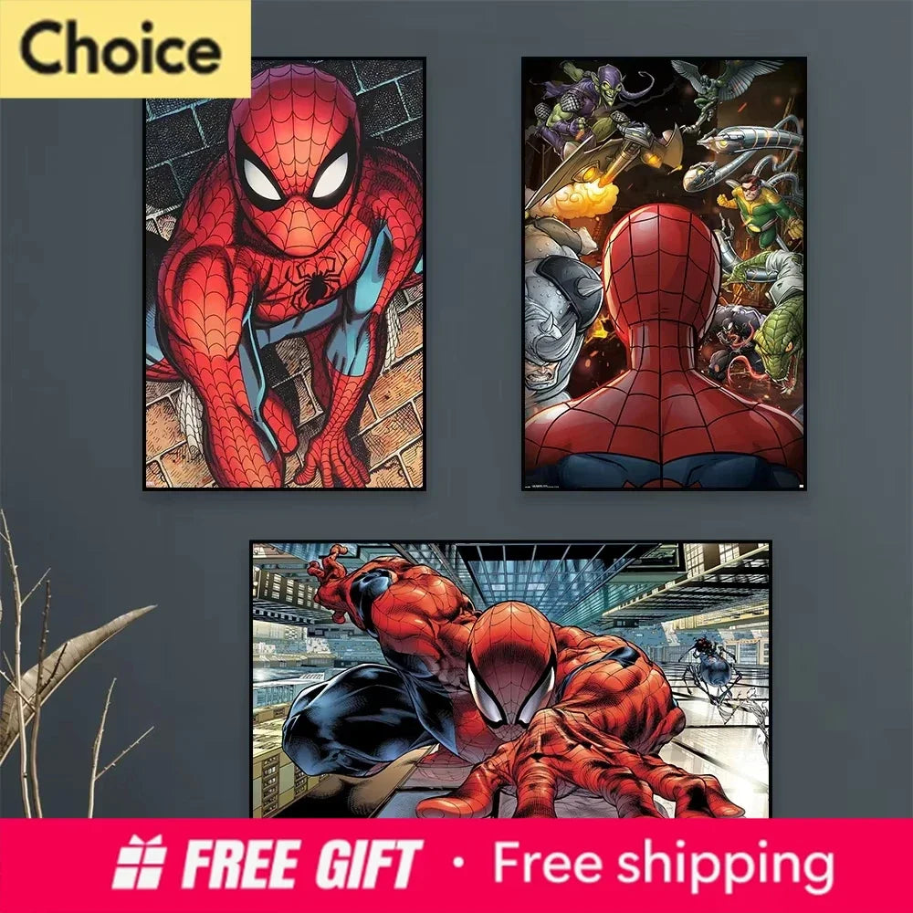 Spider Man  Comics Poster Superhero Cartoon Movie Art Diamond Painting The Amazing Spider Man Prints Bedroom Decoration