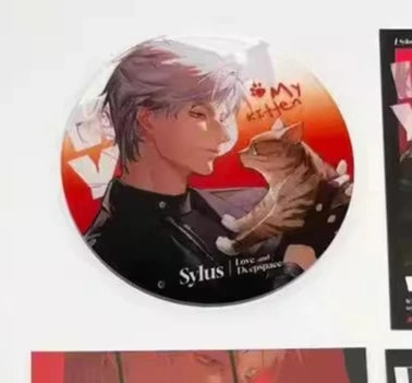 Anime Love and Deepspace Sylus Cat Cosplay Instant Imaging Card Badge Cartoon ‌color Cardstock Laser Ticket Postcard Cup Mat