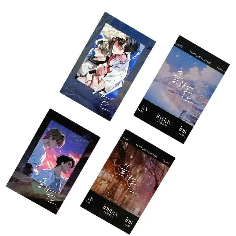 4 Pcs/Set Korean Manga Lomo Card Baek Cirrus, Yeon Skylar Characters HD Photocard Fans Collection Cards
