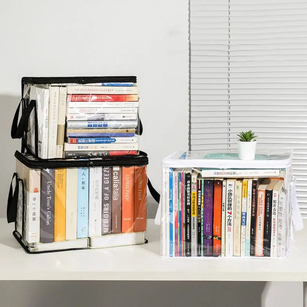 Comic Book Storage Bag Transparent Collection Container Stackable Case with Zipper Handle Dust Proof Organizer Collapsible Pouch