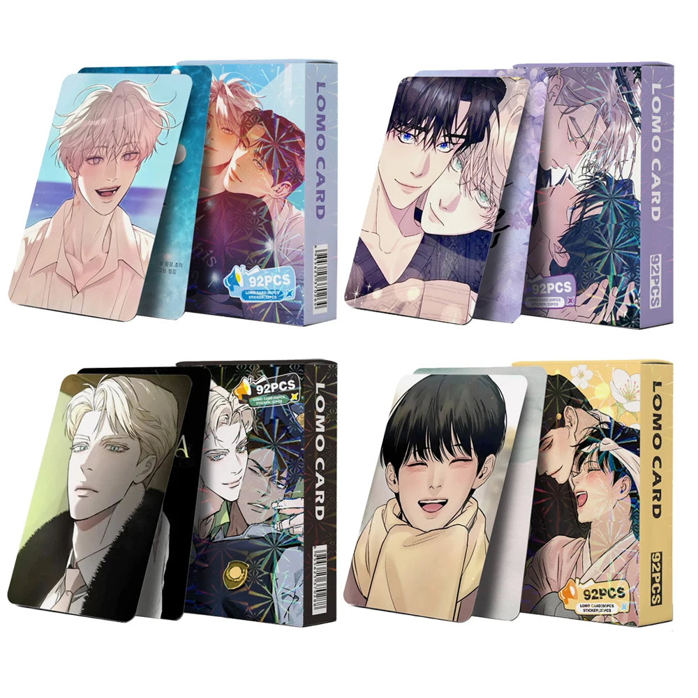 60+32Pcs/Set Manga Card Korean Webtoon Lomo Cards Mini Stickers Anime Character Photocards Fans Collection Gift