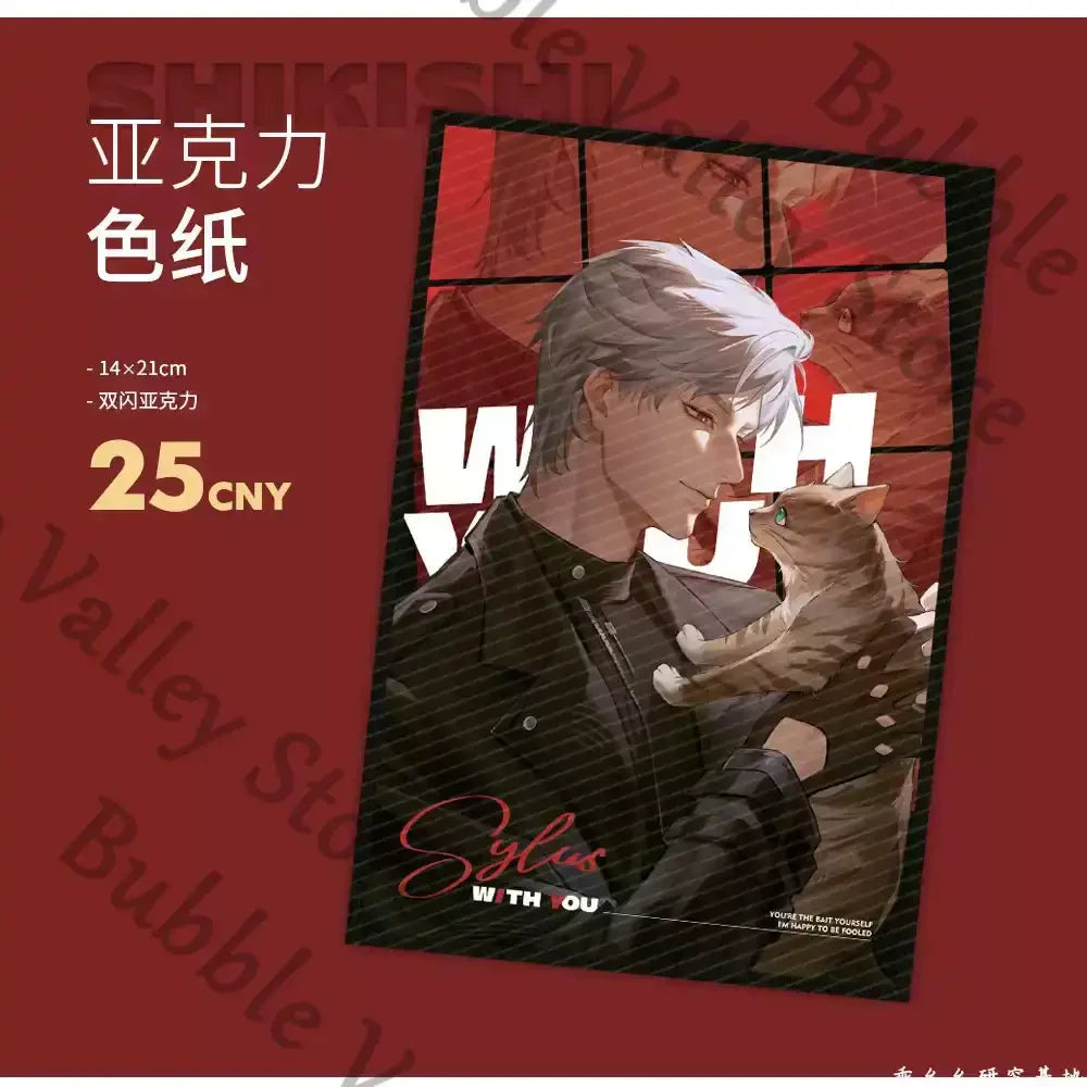 Anime Love and Deepspace Sylus Cat Cosplay Instant Imaging Card Badge Cartoon ‌color Cardstock Laser Ticket Postcard Cup Mat