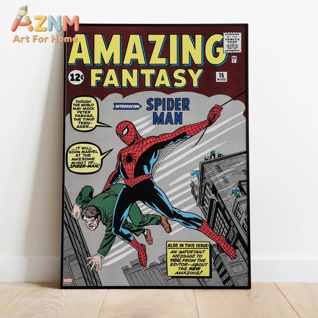 Spider Man Comic Book Covers Poster, Comics Print, Wall Art, Gift for Animation Fans