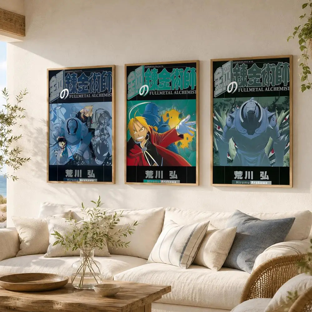 F-Fullmetal Alchemist Anime Poster HD Wall Stickers Mural Self-Adhesive Decals Home Decor Bedroom Living Room Decoration Gift