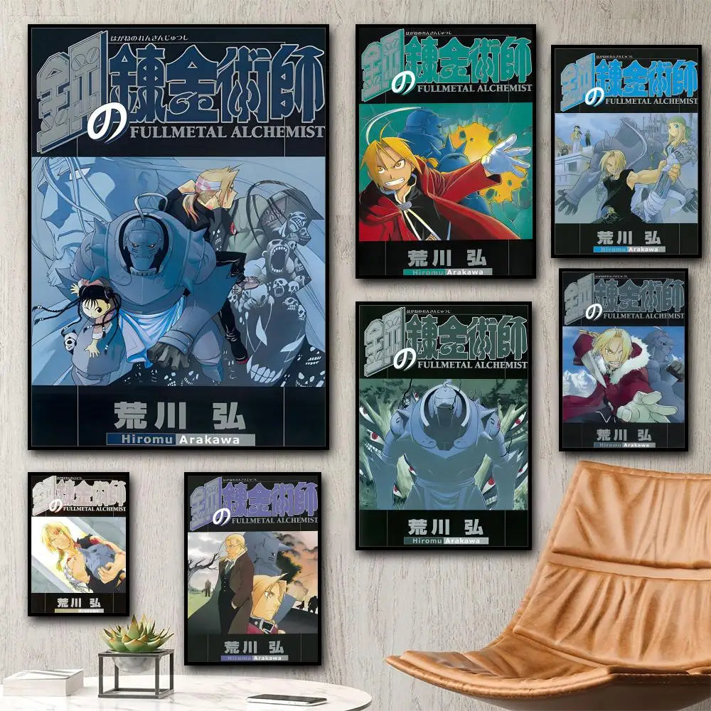 F-Fullmetal Alchemist Anime Poster HD Wall Stickers Mural Self-Adhesive Decals Home Decor Bedroom Living Room Decoration Gift