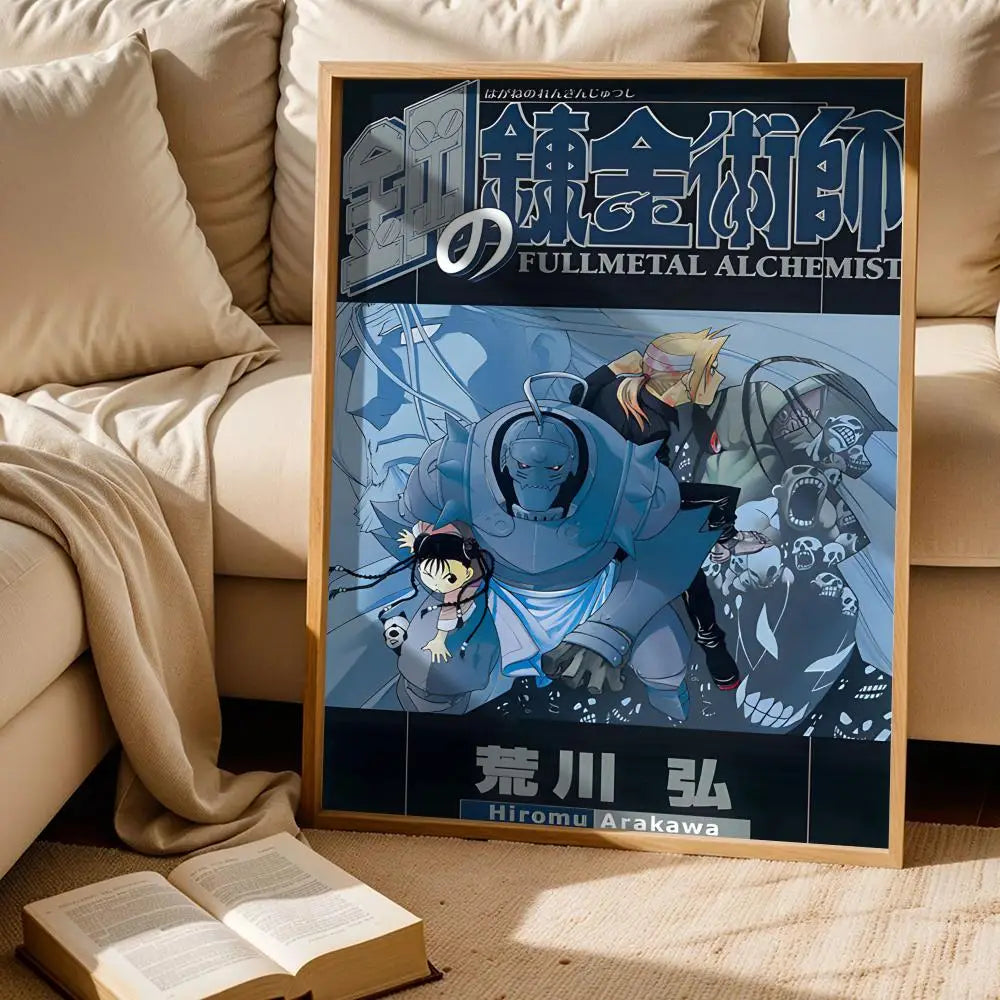 F-Fullmetal Alchemist Anime Poster HD Wall Stickers Mural Self-Adhesive Decals Home Decor Bedroom Living Room Decoration Gift