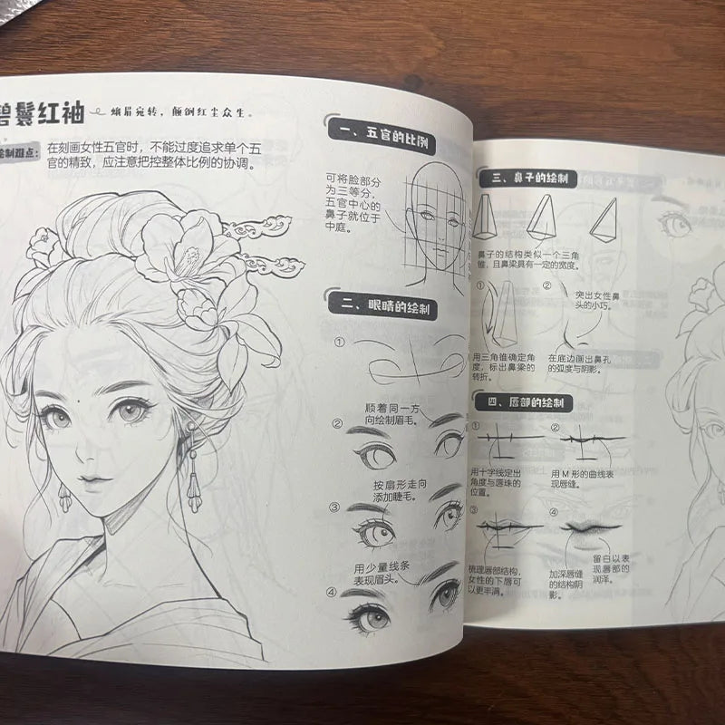 Manga Line Drawing Practice Book, Zero-Basis Comic Character Sketch Copy Notes, Art Learning Workbook For Self-Study