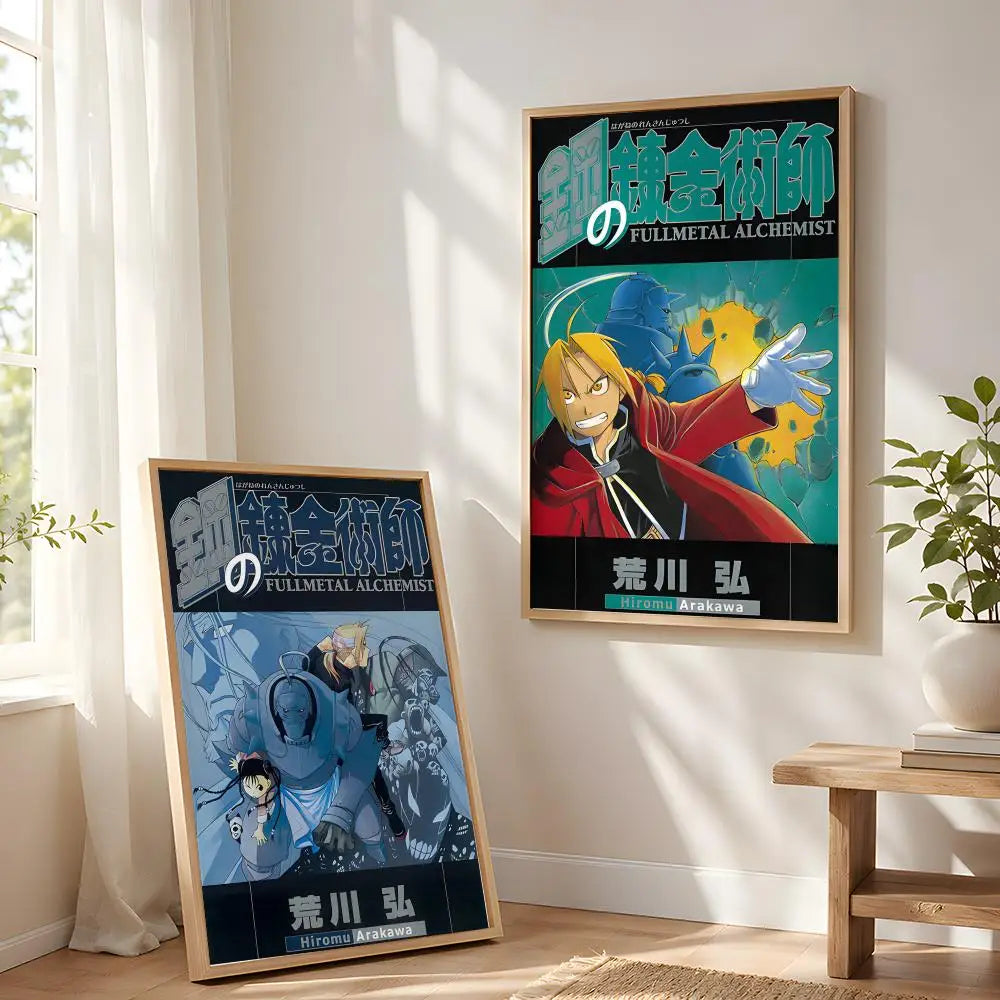F-Fullmetal Alchemist Anime Poster HD Wall Stickers Mural Self-Adhesive Decals Home Decor Bedroom Living Room Decoration Gift