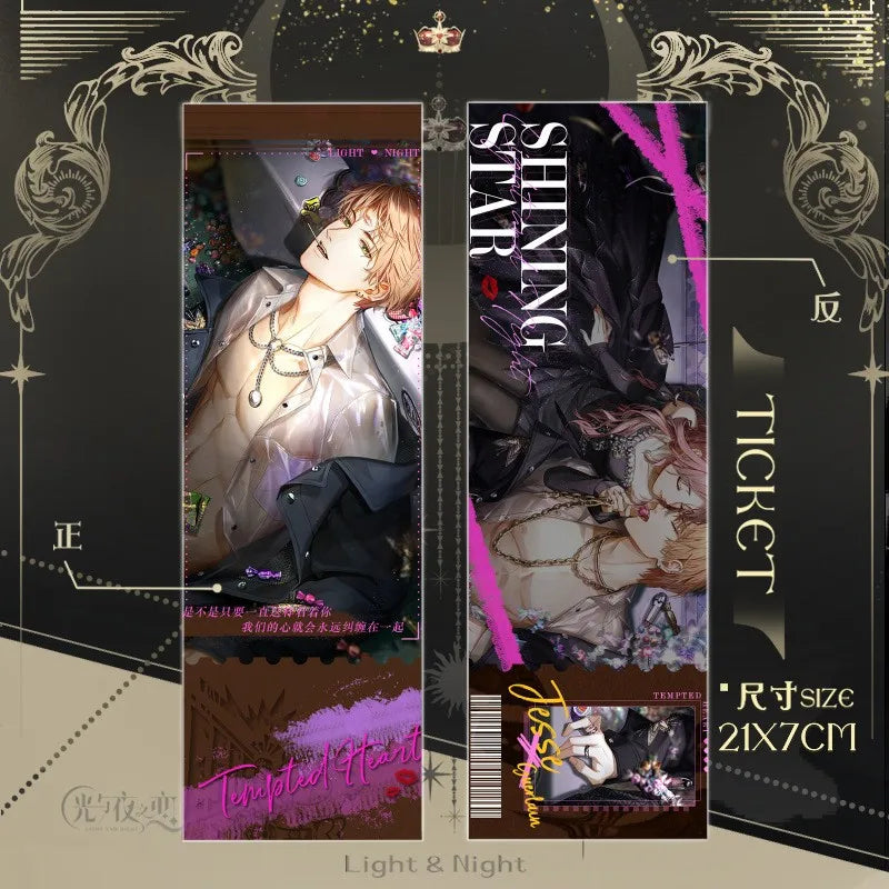 Light and Night Laser Ticket Sariel Charlie Osborn Double-Sided HD Bookmark Greeting Card Cosplay Anime Lovers Gift