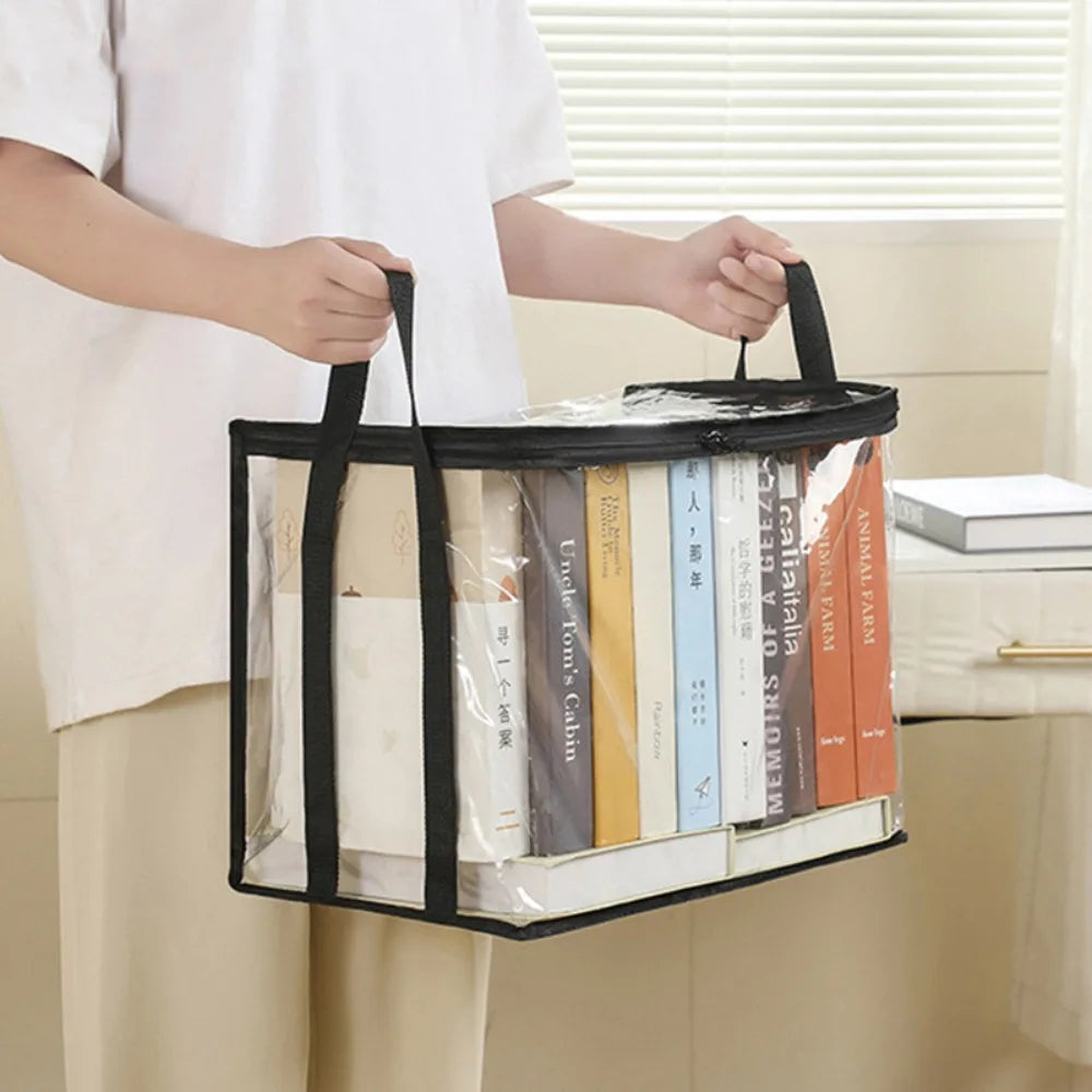Comic Book Storage Bag Transparent Collection Container Stackable Case with Zipper Handle Dust Proof Organizer Collapsible Pouch