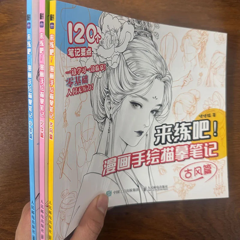 Manga Line Drawing Practice Book, Zero-Basis Comic Character Sketch Copy Notes, Art Learning Workbook For Self-Study