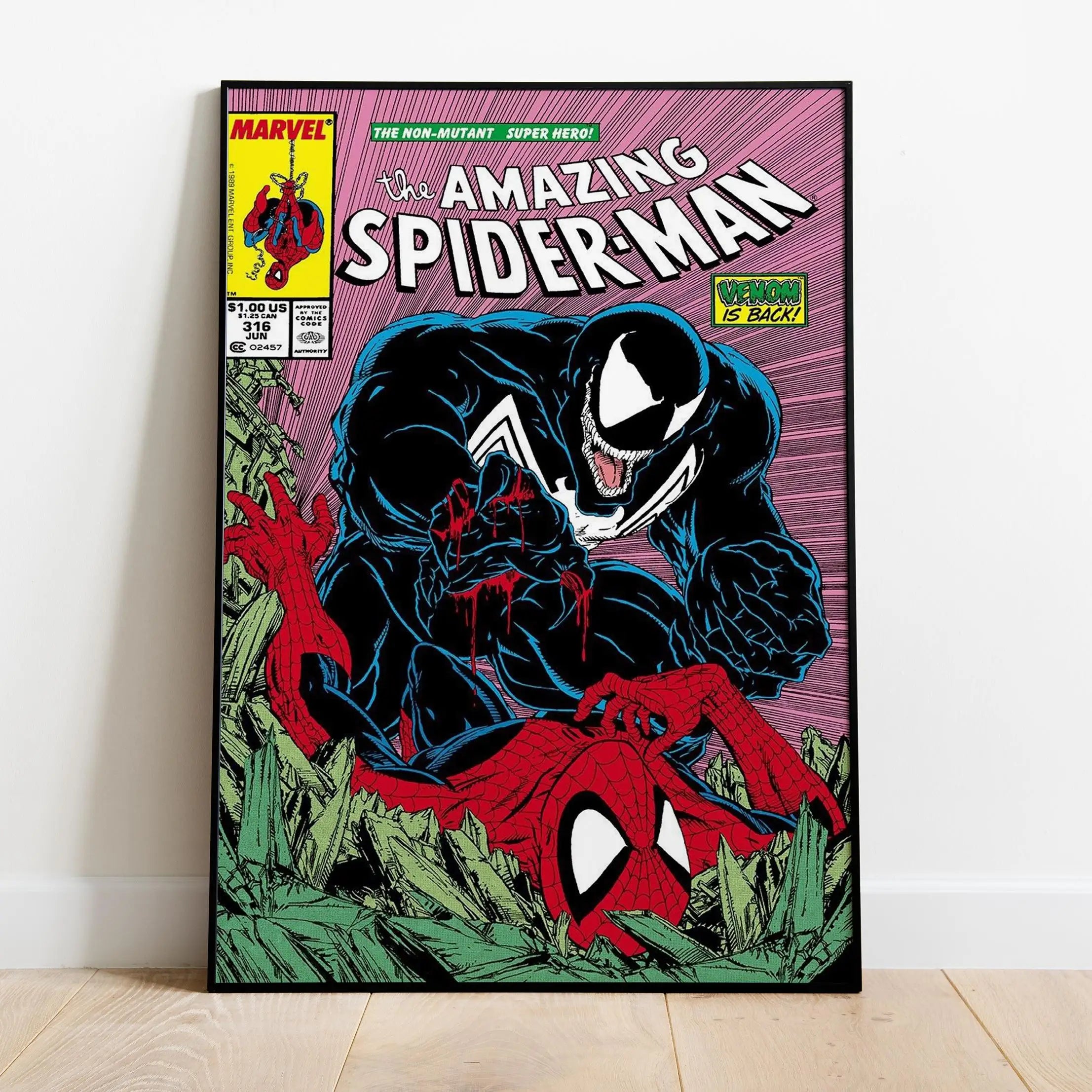Spider Man Comic Book Covers Poster, Comics Print, Wall Art, Gift for Animation Fans