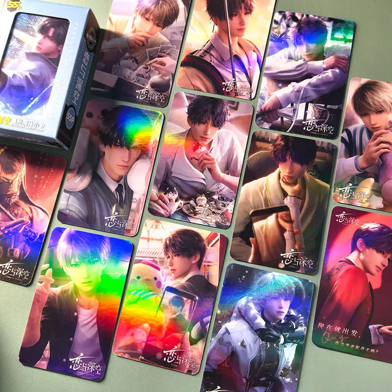 Love and Deepspace 55PCS/Set Decor Starlight Laser Lomo Card Photo HD Double-sided Album Photo Card For Fans Collection Postcard