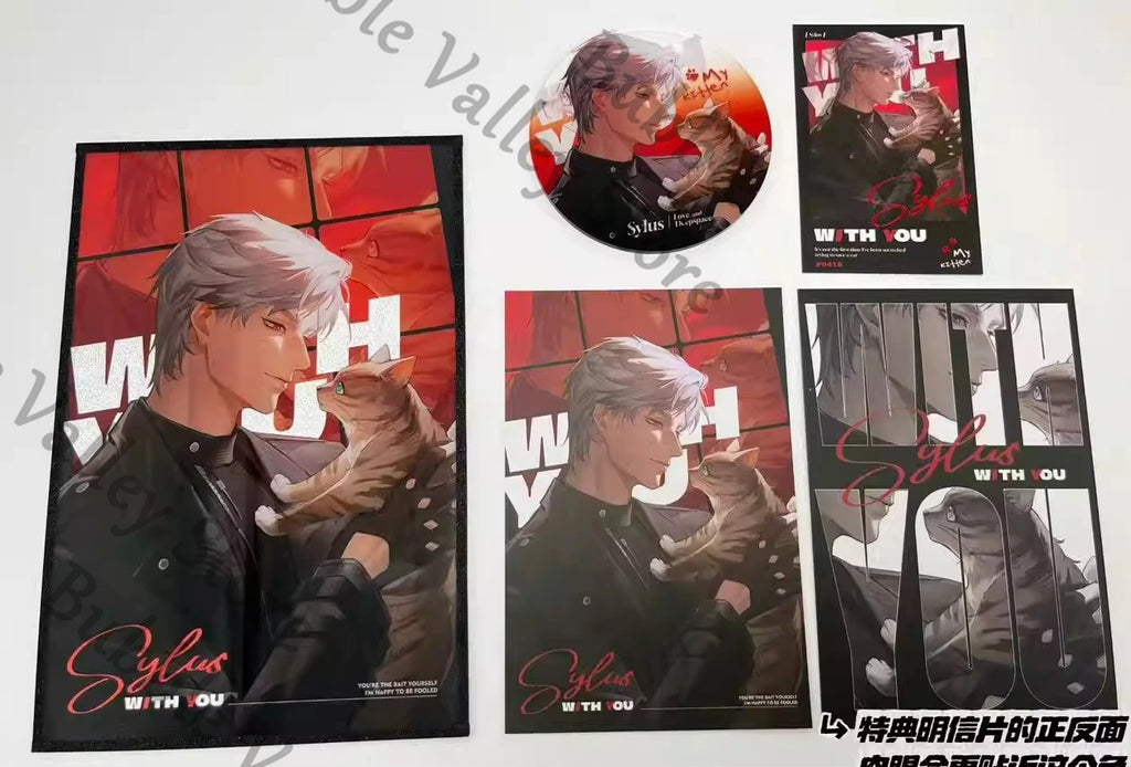 Anime Love and Deepspace Sylus Cat Cosplay Instant Imaging Card Badge Cartoon ‌color Cardstock Laser Ticket Postcard Cup Mat